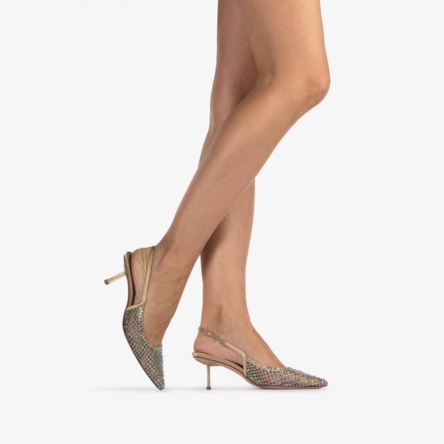 Le Silla Slingback gioiello rete oro e Cristalli iridescenti Sottocosto