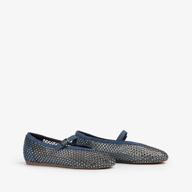 Le Silla Ballerina gioiello rete denim blu con Cristalli Outlet
