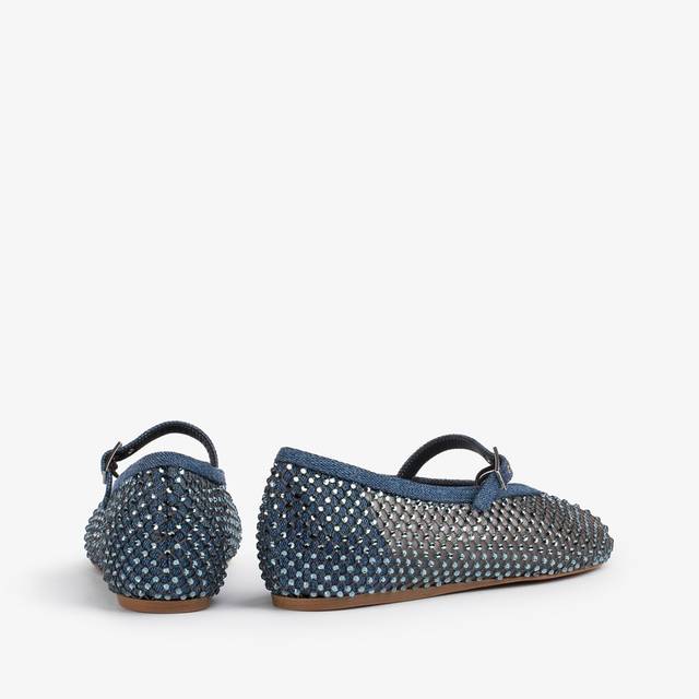 Le Silla Ballerina gioiello rete denim blu con Cristalli Outlet