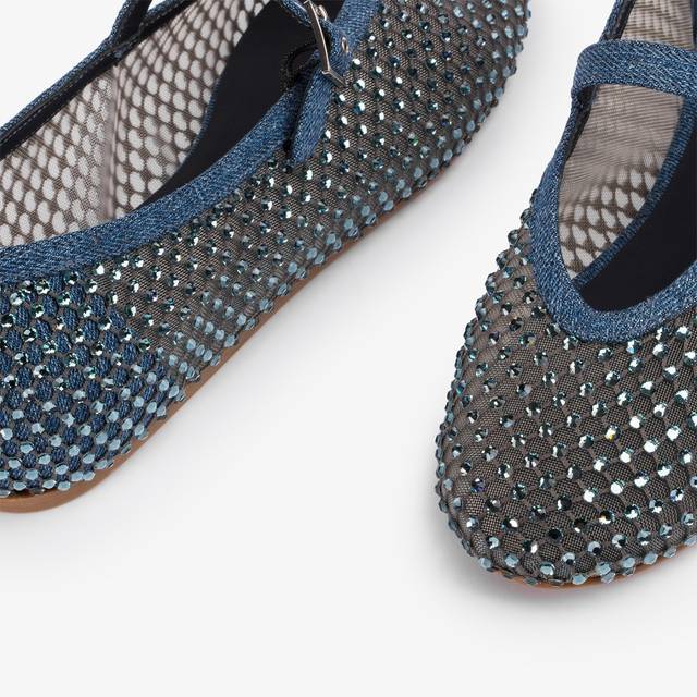 Le Silla Ballerina gioiello rete denim blu con Cristalli Outlet