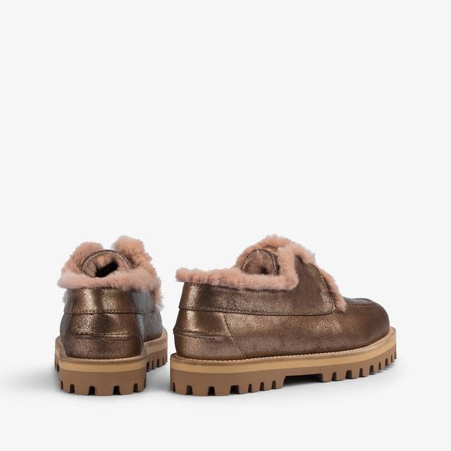 Le Silla Mocassino pelle laminata effetto vintage mordorè con fodera lapin Saldi