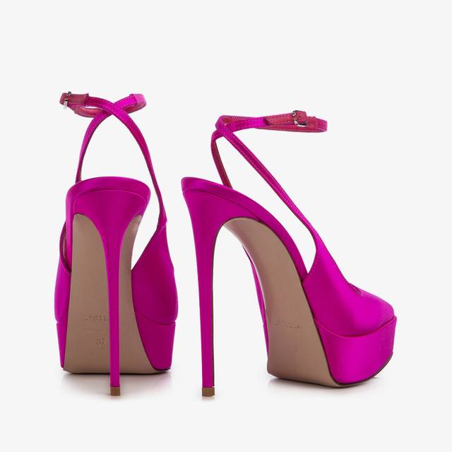 Le Silla Slingback con plateau raso fucsia bouganville In Saldo