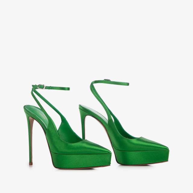 Le Silla Slingback con plateau raso verde emerald Nuova