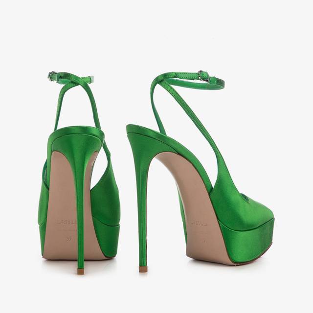 Le Silla Slingback con plateau raso verde emerald Nuova