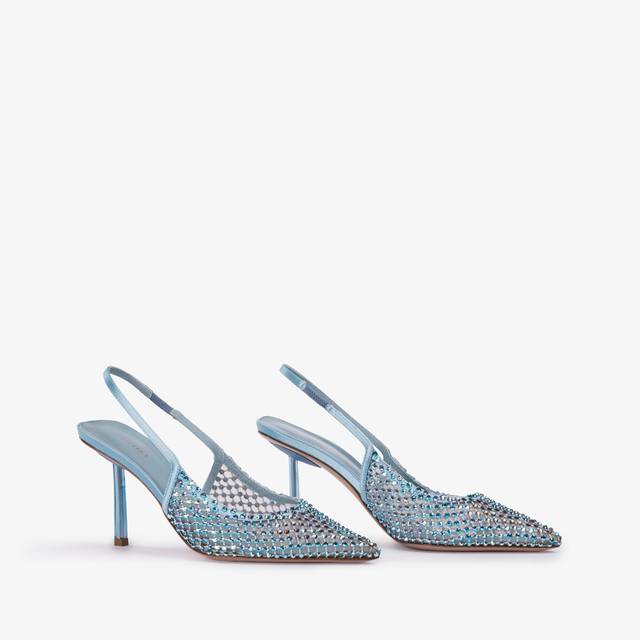 Le Silla Slingback gioiello rete azzurro cielo e Cristalli Vendita