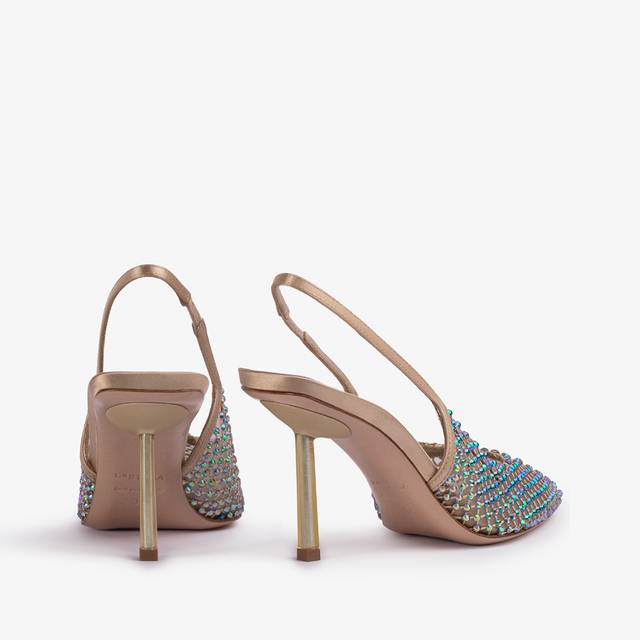 Le Silla Slingback gioiello rete oro e Cristalli iridescenti Promozione