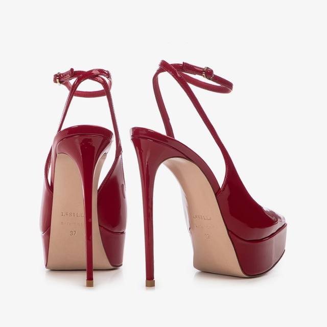Le Silla Slingback con plateau vernice rossa Spedizione Gratuita