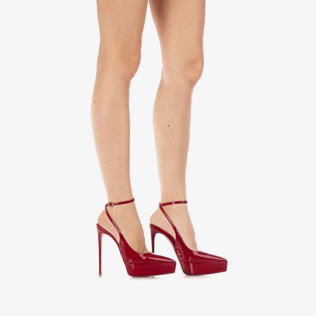 Le Silla Slingback con plateau vernice rossa Spedizione Gratuita