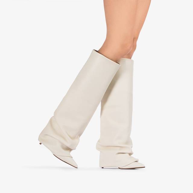 Le Silla Stivale con risvolto nappa bianco milk Promozione Limitata