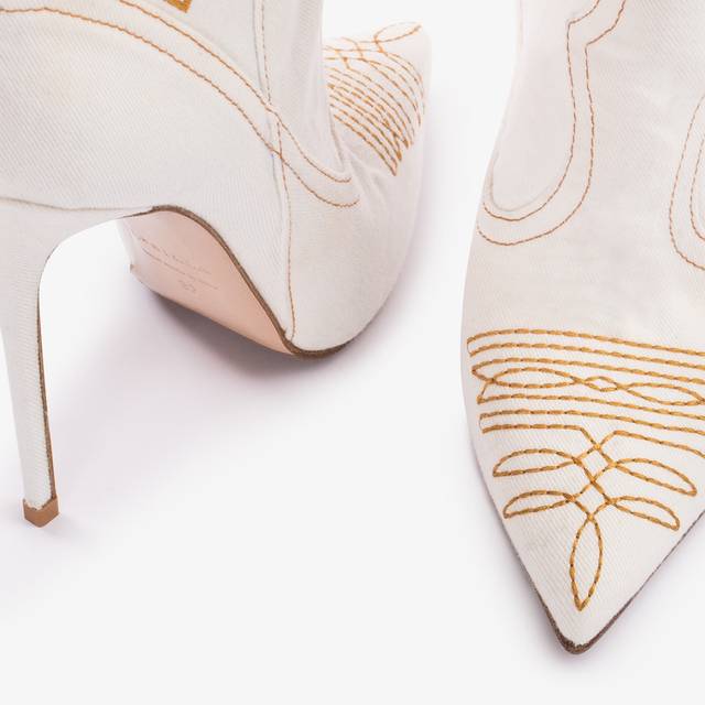 Le Silla Stivaletto d'ispirazione Western denim bianco Saldi