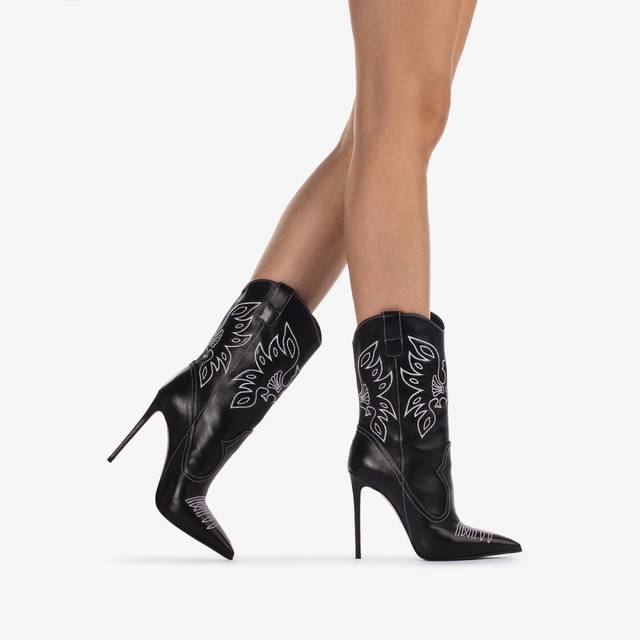 Le Silla Stivaletto d'ispirazione Western pelle nero Prezzo Ridotto