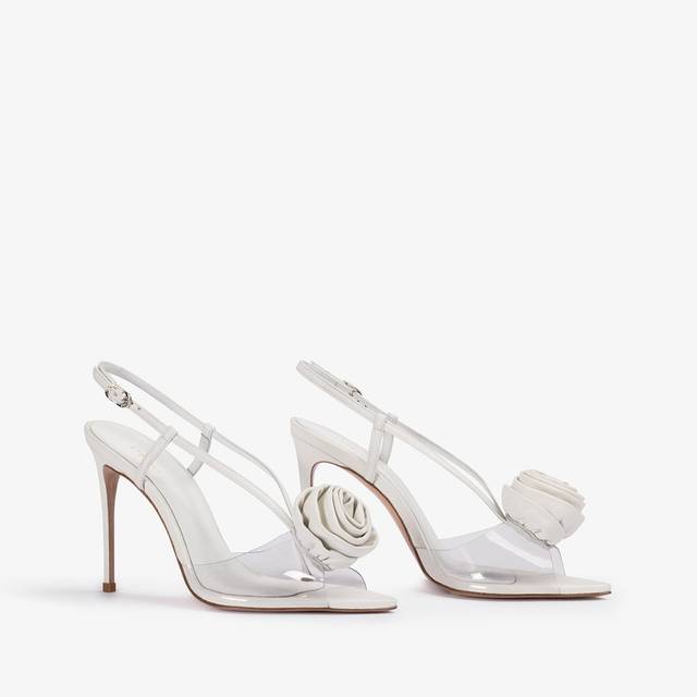 Le Silla Sandalo slingback plexy bianco carta con rosa Offerta