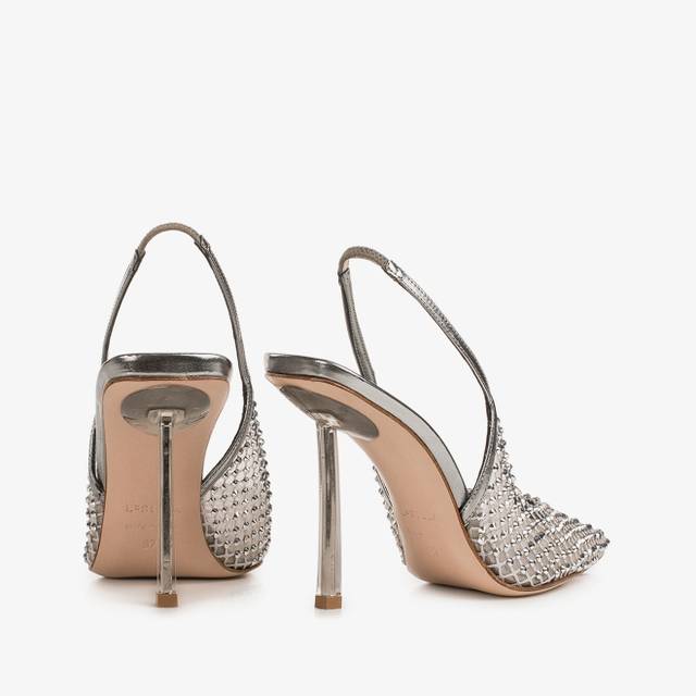 Le Silla Slingback gioiello rete argento Moda
