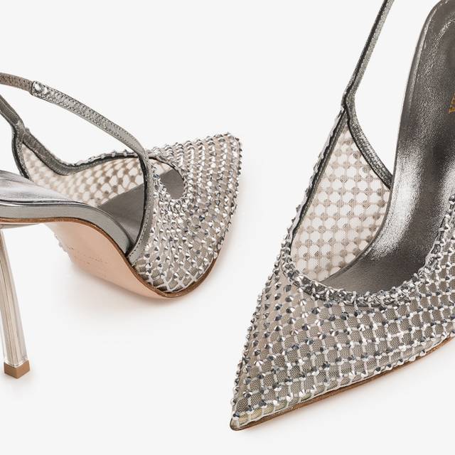 Le Silla Slingback gioiello rete argento Moda