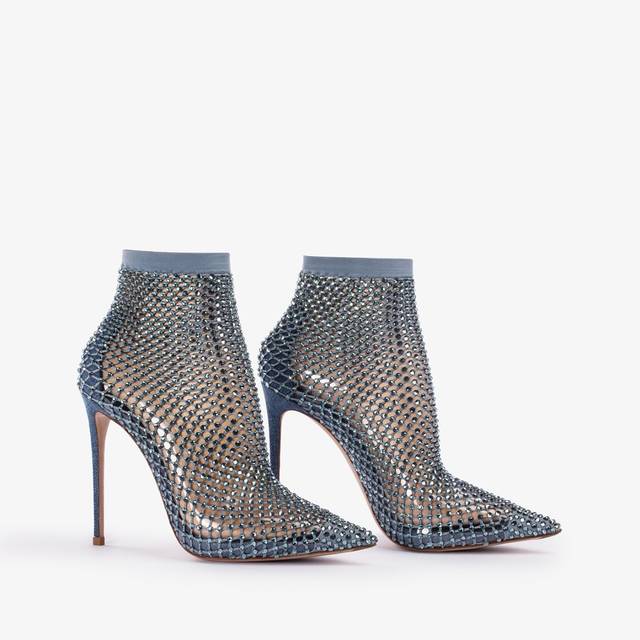 Le Silla Stivaletto calza blu denim e Cristalli Promozione Limitata