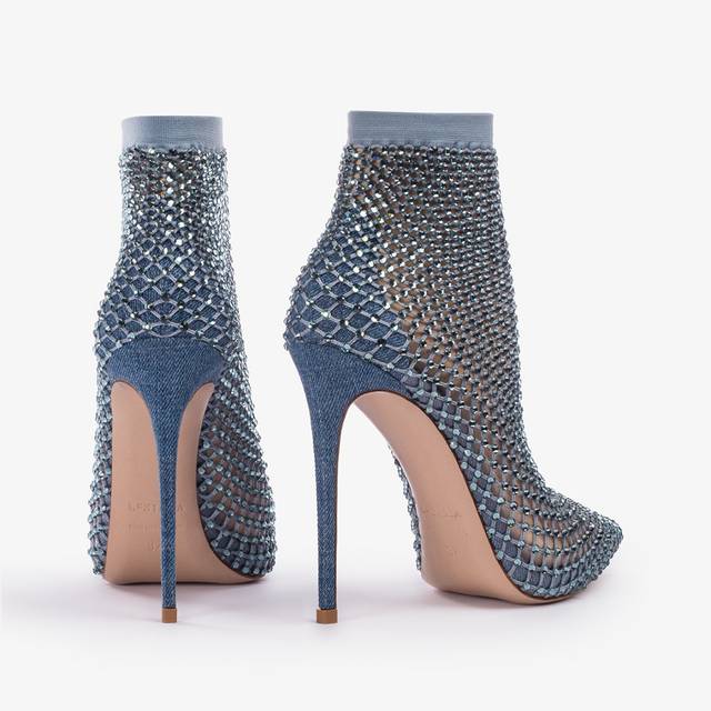 Le Silla Stivaletto calza blu denim e Cristalli Promozione Limitata