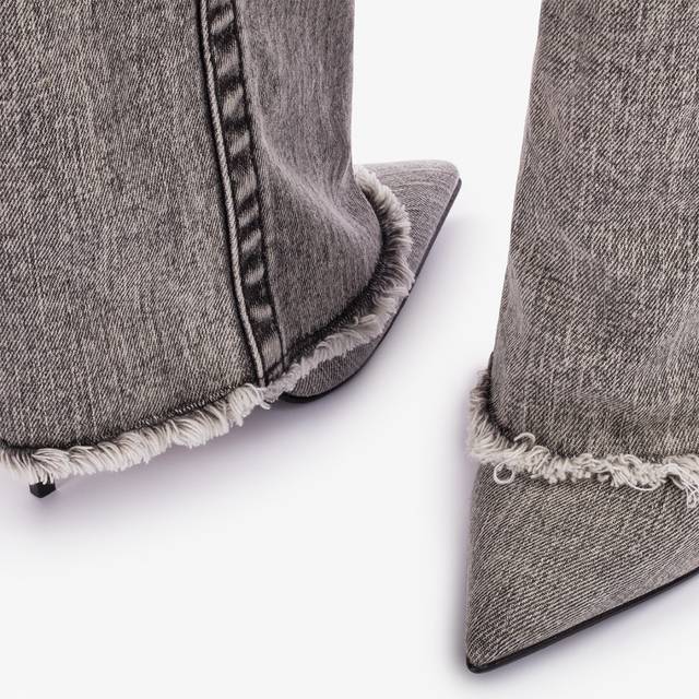 Le Silla Stivale al ginocchio con risvolto denim nero Online