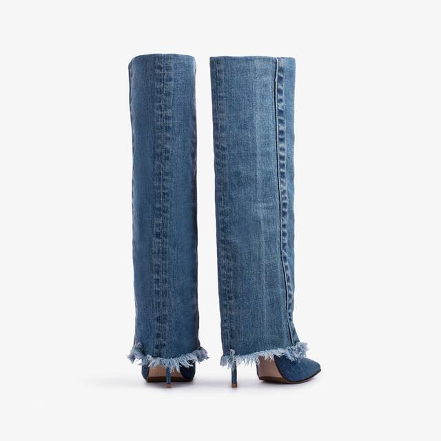 Le Silla Stivale con risvolto denim blu Outlet
