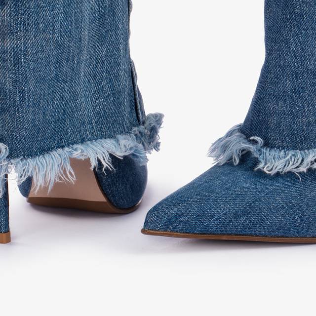 Le Silla Stivale con risvolto denim blu Outlet