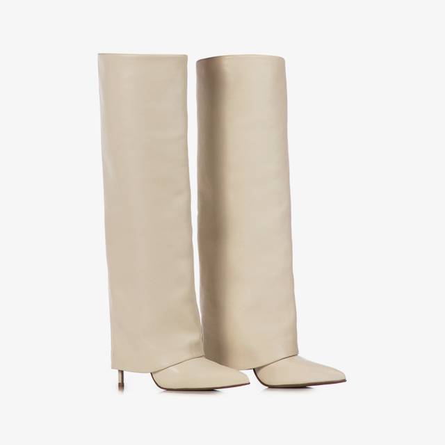 Le Silla Stivale con risvolto nappa bianco In Vendita