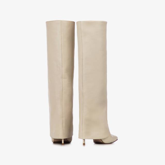 Le Silla Stivale con risvolto nappa bianco In Vendita