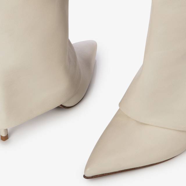 Le Silla Stivale con risvolto nappa bianco In Vendita