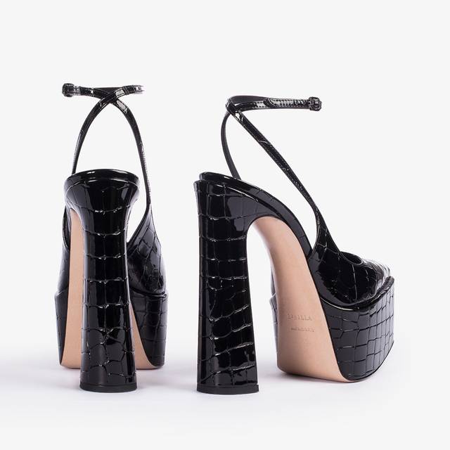 Le Silla Slingback con plateau stampa cocco nera Hotsell