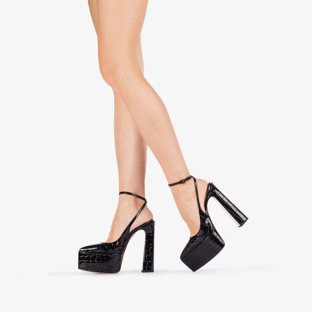 Le Silla Slingback con plateau stampa cocco nera Hotsell