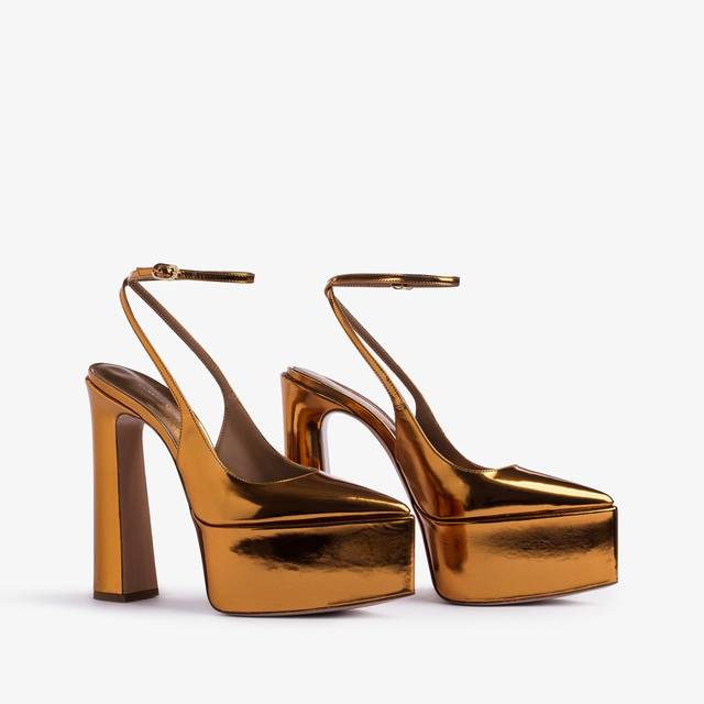 Le Silla Slingback con plateau metallizzata arancione marigold Vendita Calda