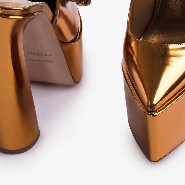 Le Silla Slingback con plateau metallizzata arancione marigold Vendita Calda