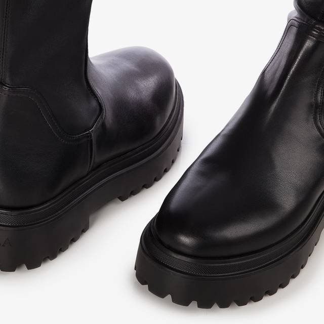 Le Silla Stivale sopra il ginocchio pelle vegan stretch nero Negozio