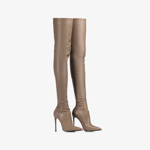 Le Silla Stivale sopra il ginocchio pelle vegan stretch grigio urban Nuova