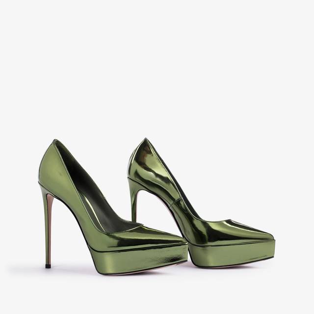 Le Silla Décolleté con plateau metallizzata verde pirite Italia