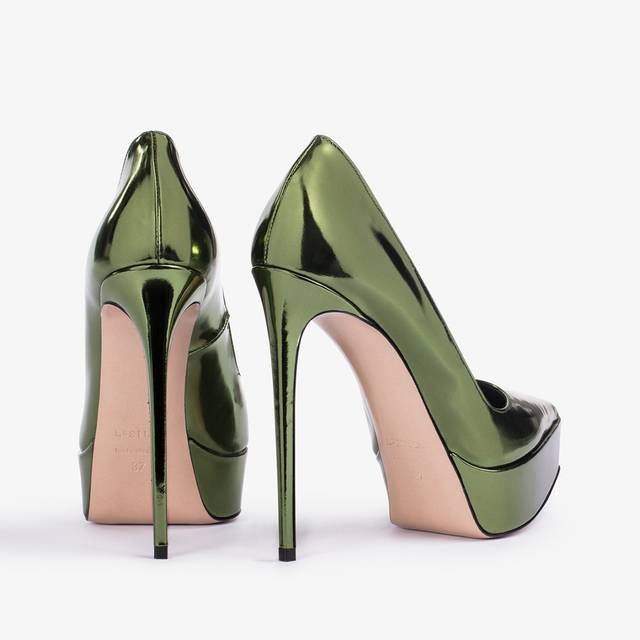 Le Silla Décolleté con plateau metallizzata verde pirite Italia