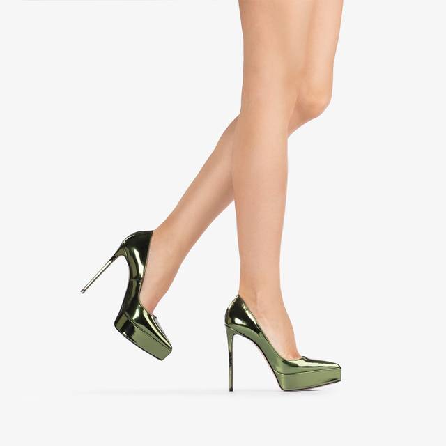 Le Silla Décolleté con plateau metallizzata verde pirite Italia