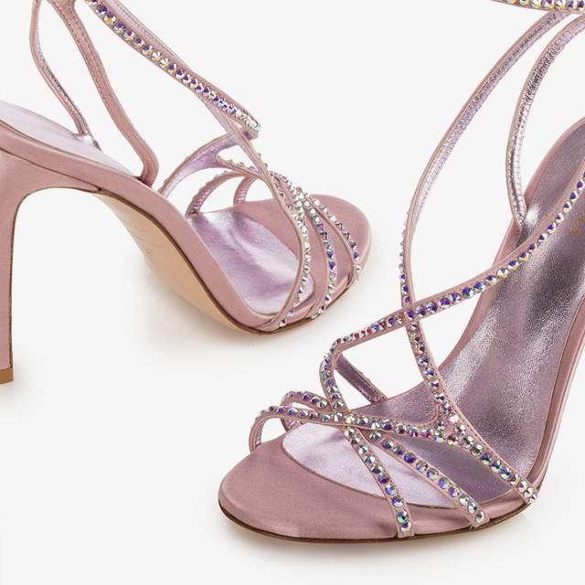 Le Silla Sandalo raso rosa Paris e Cristalli In Linea