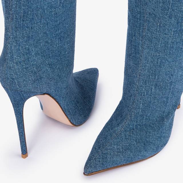 Le Silla Stivale sopra al ginocchio denim oversize blu Nuovo