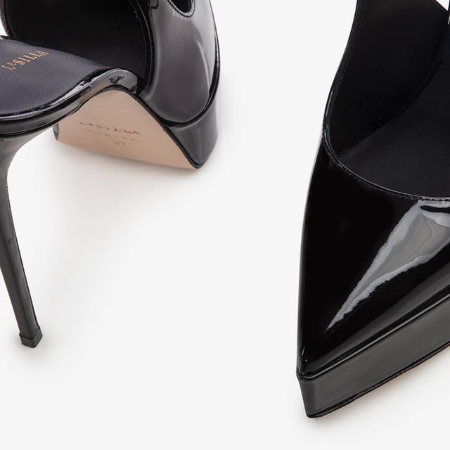 Le Silla Slingback con plateau vernice nera Negozi Online