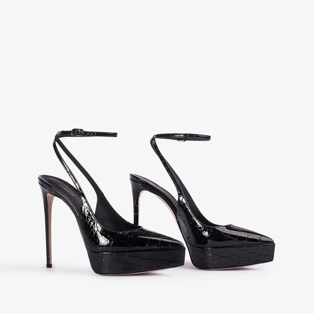 Le Silla Slingback con plateau stampa cocco nera Acquista Ora