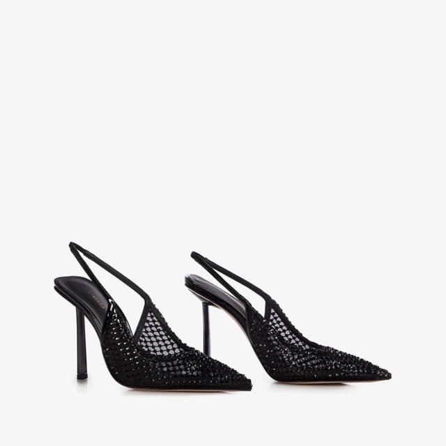 Le Silla Slingback gioiello rete nero jet Fino Al -60%