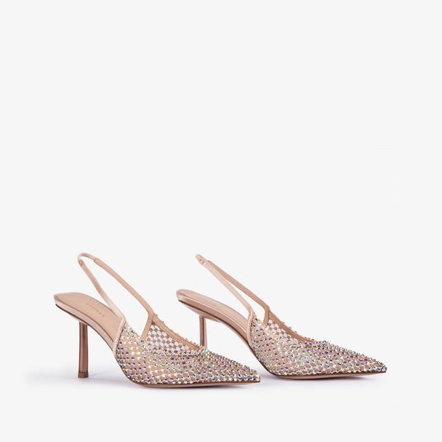 Le Silla Slingback gioiello rete nude skin Affare Del Giorno