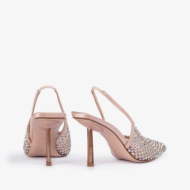 Le Silla Slingback gioiello rete nude skin Affare Del Giorno