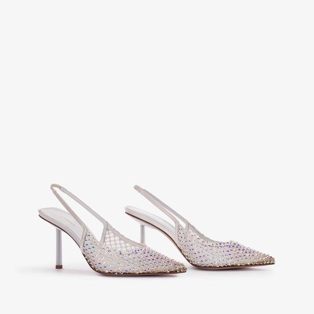Le Silla Slingback gioiello rete bianca carta e Cristalli Sottocosto
