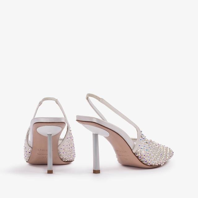 Le Silla Slingback gioiello rete bianca carta e Cristalli Sottocosto