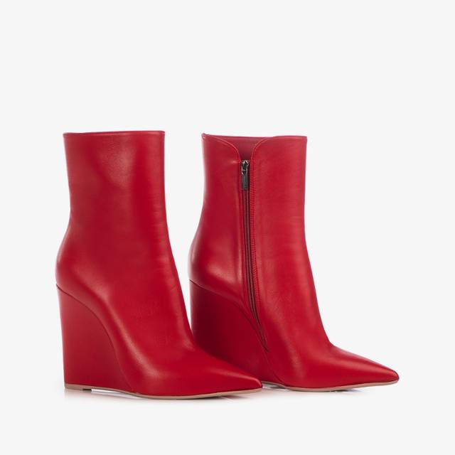 Le Silla Stivaletto con zeppa nappa rosso Sconto