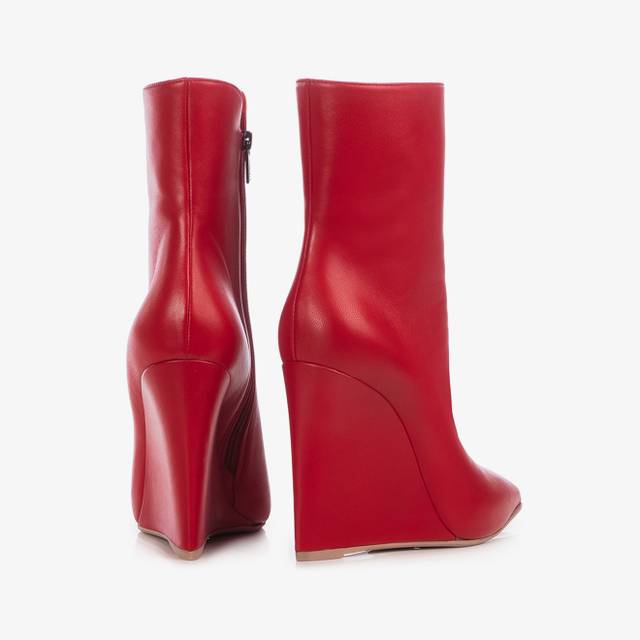 Le Silla Stivaletto con zeppa nappa rosso Sconto