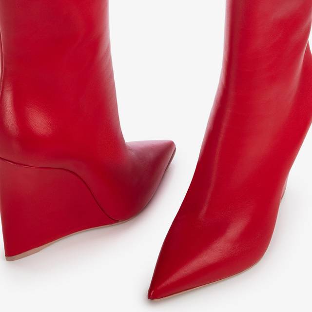 Le Silla Stivaletto con zeppa nappa rosso Sconto
