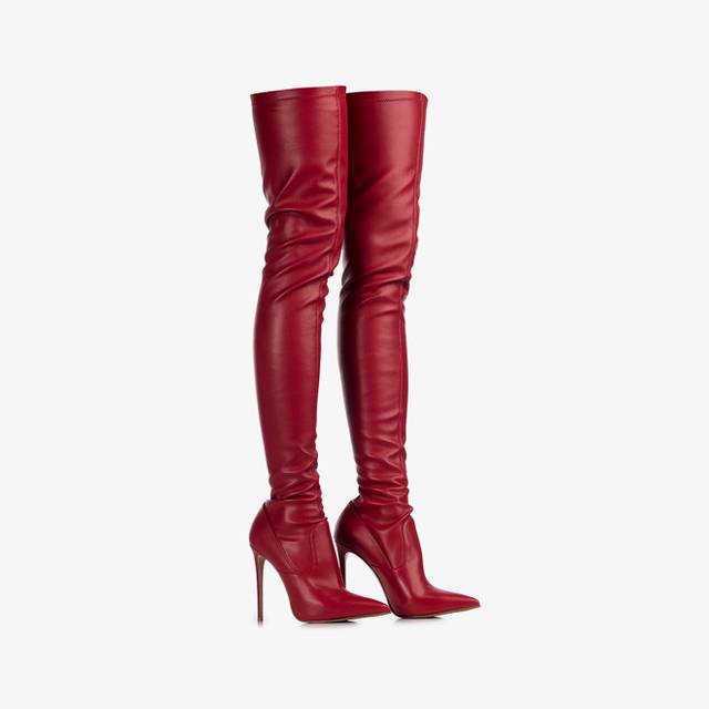 Le Silla Stivale sopra il ginocchio pelle vegan stretch rosso Offerta