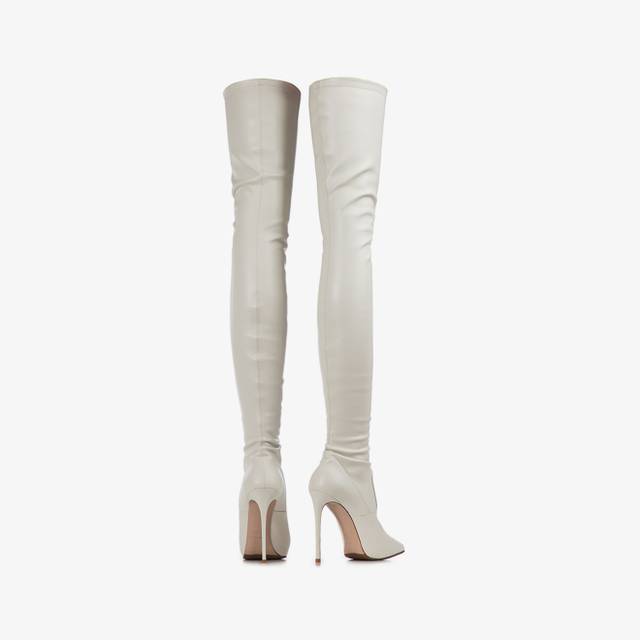 Le Silla Stivale sopra il ginocchio pelle vegan stretch bianco milk Online