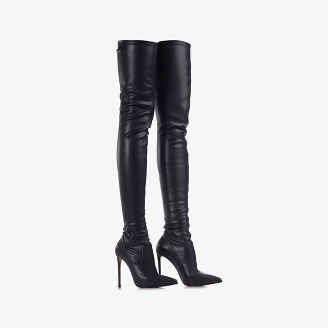 Le Silla Stivale sopra il ginocchio pelle vegan stretch blu college Outlet